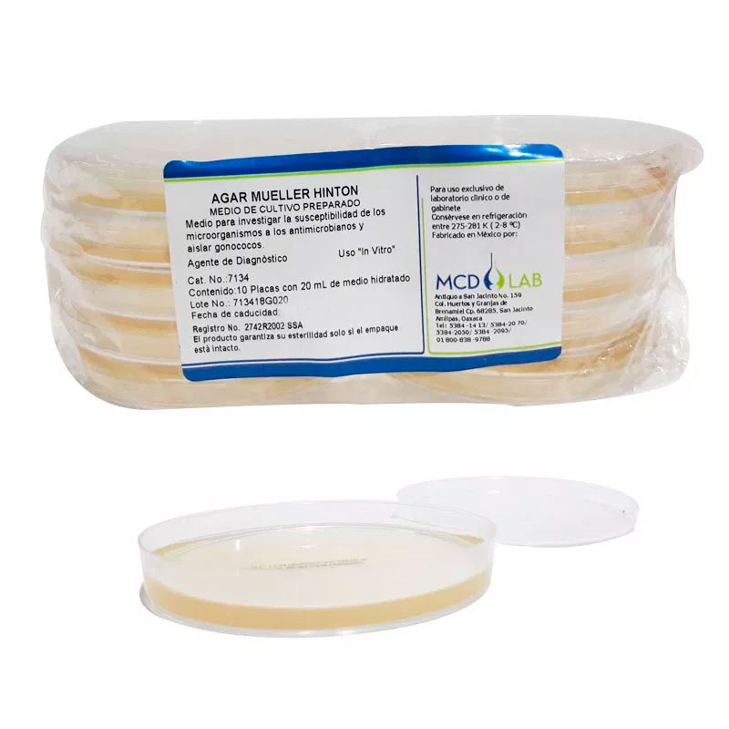Agar Mueller Hinton Pqte/4 Placas 150 mm MCD LAB