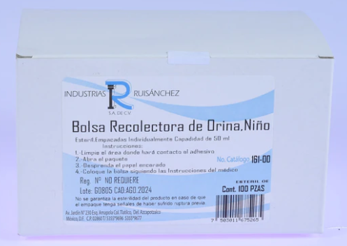 Bolsa Recoleccora de Orina (EEI) Niño 100 pzas I.R.