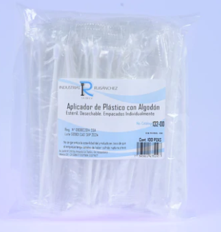 Aplicador de Plastico con Algodon (EEI)100 pzas. I.R.