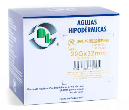 AGUJA HIPO.AMARILLA 20X32 C/100 DENTILAB