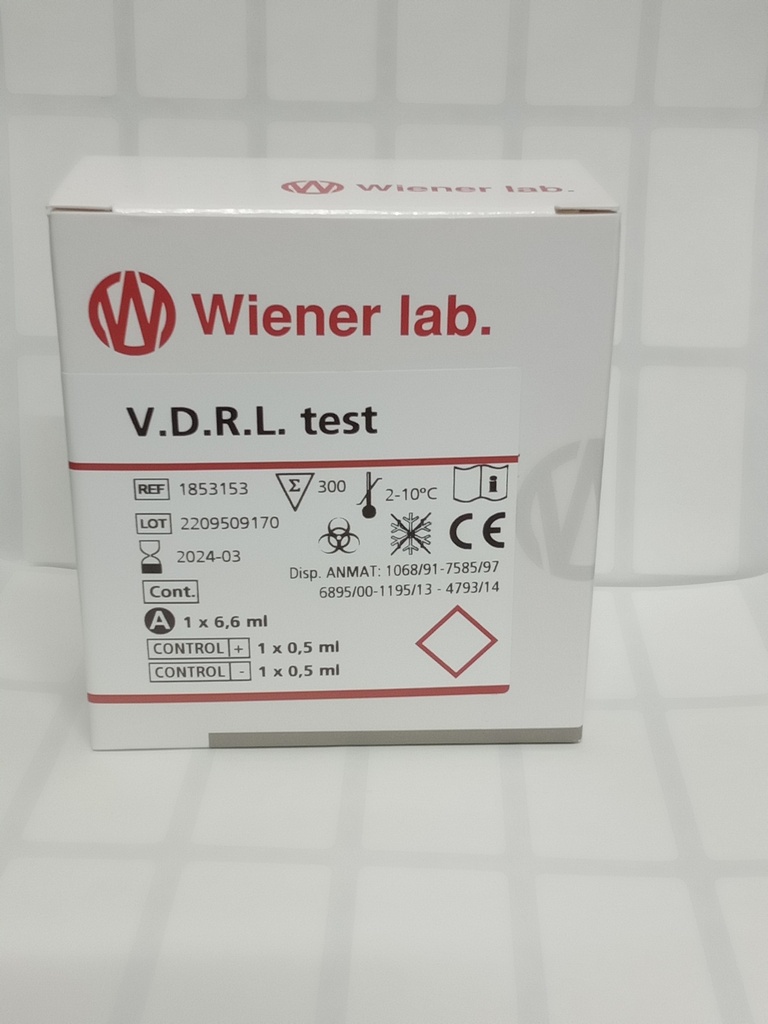VDRL: INCLUYE CONTROLES. 300 Determ 1x6.6 Wiener Lab