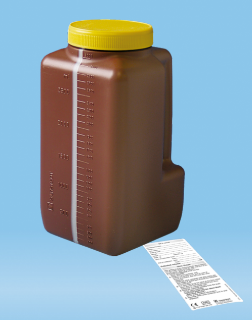 Botella de recoleccion de orina 3Lt, PE, Ambar SARSTEDT